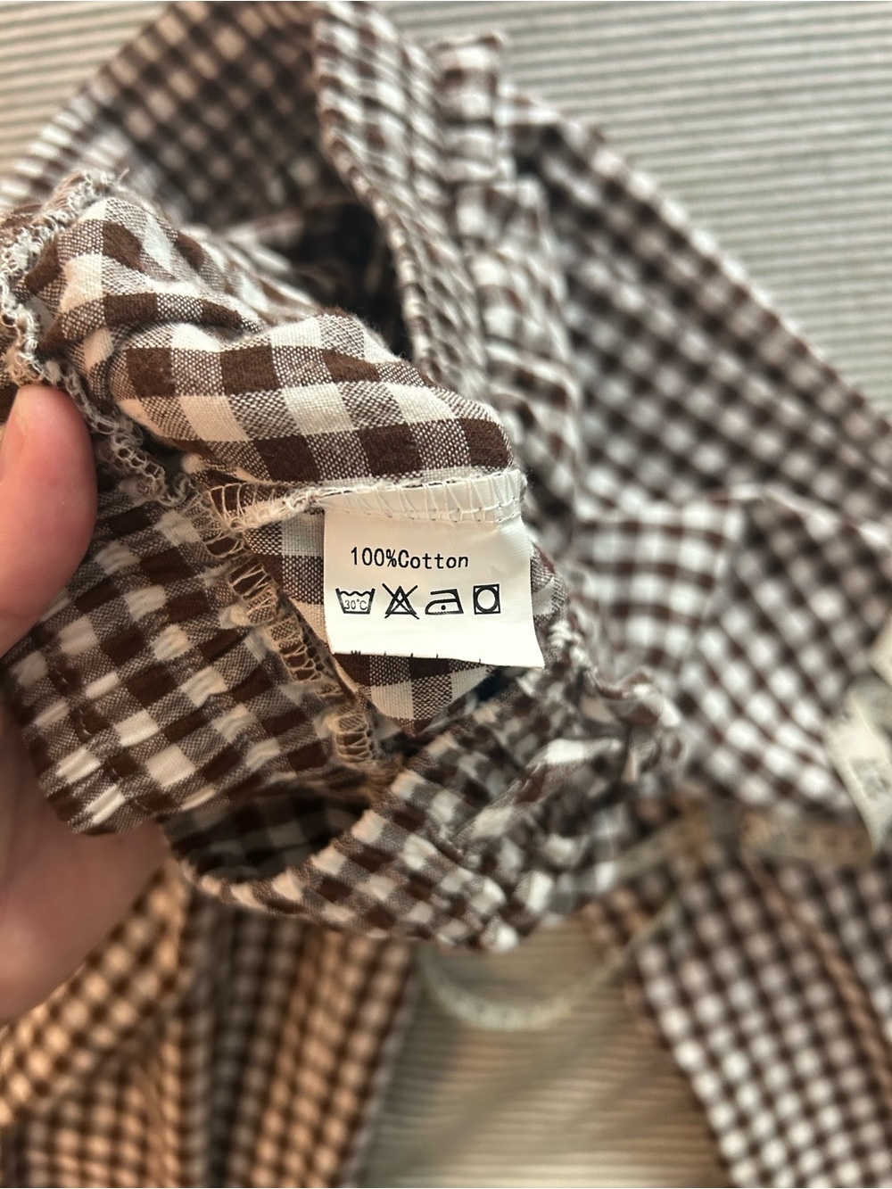 Brown and White Gingham Wide Leg Pants - Picture 6 of 8
